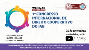 1º Congresso Internacional de Direito Cooperativo do IAB será na próxima sexta-feira
