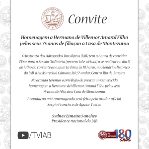 Homenagem a  Hermano de Villemor Amaral Filho pelos 75 anos de filiação a Casa de Montezuma