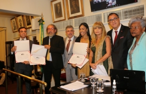 Da esq. para a dir., Pedro Ivo Leão Ribeiro Agra Belmonte, Antonio Carlos de Almeida Castro, Sydney Sanches,  Zaíra da Conceição Sardinha Vitor de Carvalho, Rita Cortez, Jorge Rubem Folena e Edmée da Conceição Cardoso