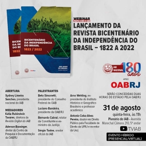 Beto Simonetti e Bernardo Cabral serão palestrantes no IAB em lançamento da Revista do Bicentenário da Independência