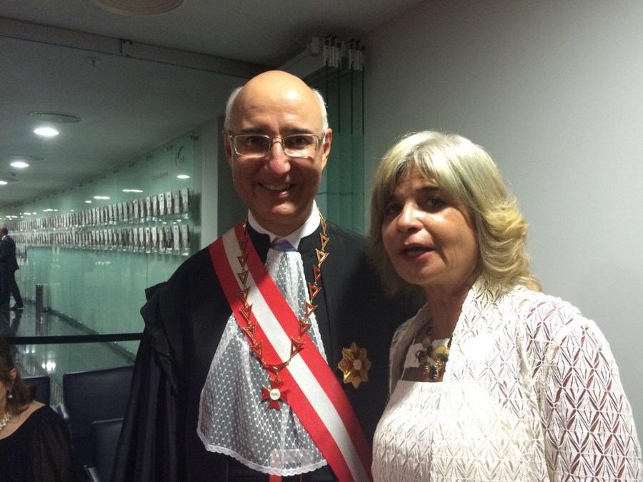 O novo presidente do TST, ministro Ives Gandra Martins Filho, e a 2ª vice-presidente do IAB, Rita Cortez