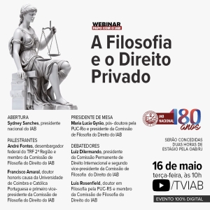 Instituto dos Advogados promove palestra sobre a Filosofia e o Direito Privado 