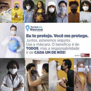 Portal da Vacina recomenda o uso de máscara, apesar dos avanços da vacinação