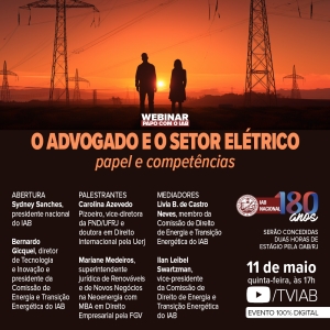 Papel do advogado no setor elétrico será debatido em evento do Instituto dos Advogados