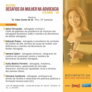 Palestra Desafios da Mulher na Advocacia
