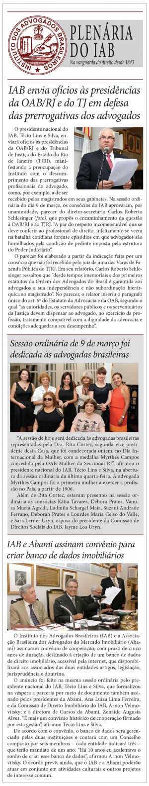 IAB envia ofícios às presidências da OAB/RJ e do TJ em defesa das prerrogativas dos advogados