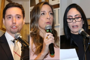 Da esq. para a dir., Reginaldo Sorrente Marcello Neto, Damiane do Amarilho Nachtigal e Carolina Ângelo Montolli