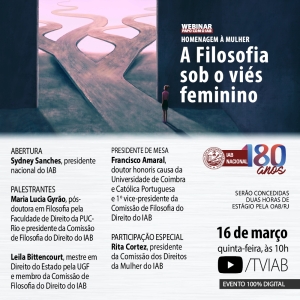 ‘A Filosofia sob o viés feminino’ será tema de debate no Instituto dos Advogados