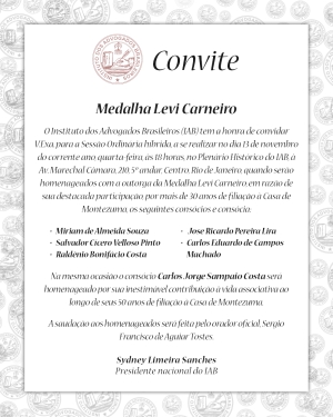 CONVITE - Medalha Levi Carneiro