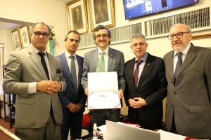 Da esq. para a dir., Jorge Rubem Folena, Márcio Ávila, André de Souza Carvalho, Sydney Limeira Sanches e Sérgio Tostes