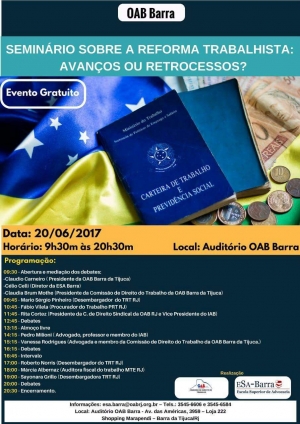 Seminário sobre a Reforma Trabalhista: avanços ou retrocessos?