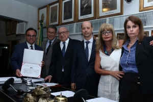 Da esq. para a dir., Luis Otávio Camargo Pinto, Antonio Laért Vieira Junior, Sergio Tostes, Marcio Bsarandier, Rita Cortez e Adriana Brasil Guimarães