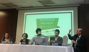 Marcio Barandier defende presunção de inocência, em ato público em SP