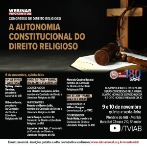 Autonomia constitucional do Direito Religioso será debatida em congresso do IAB
