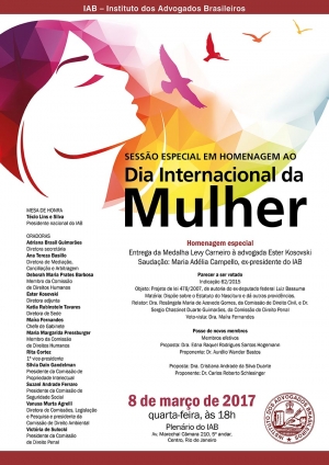 Sessão Especial em Homenagem ao Dia Internacional da Mulher