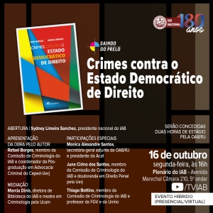IAB | Saindo do prelo - Crimes contra o Estado Democrático de Direito