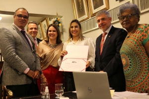 Da esq. para a dir., Jorge Rubem Folena, Marcello Oliveira, Leila Pose, Carolina Chiesse, Sydney Sanches e Edmée da Conceição Cardoso