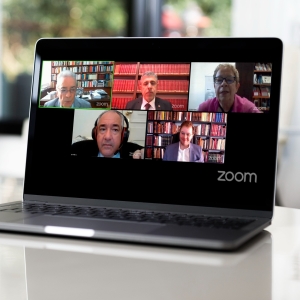 Da esq. para a dir., no alto, Francisco Amaral, Sydney Sanches e Maria Lucia Gyrão; embaixo, André Fontes e Luis Rosenfield