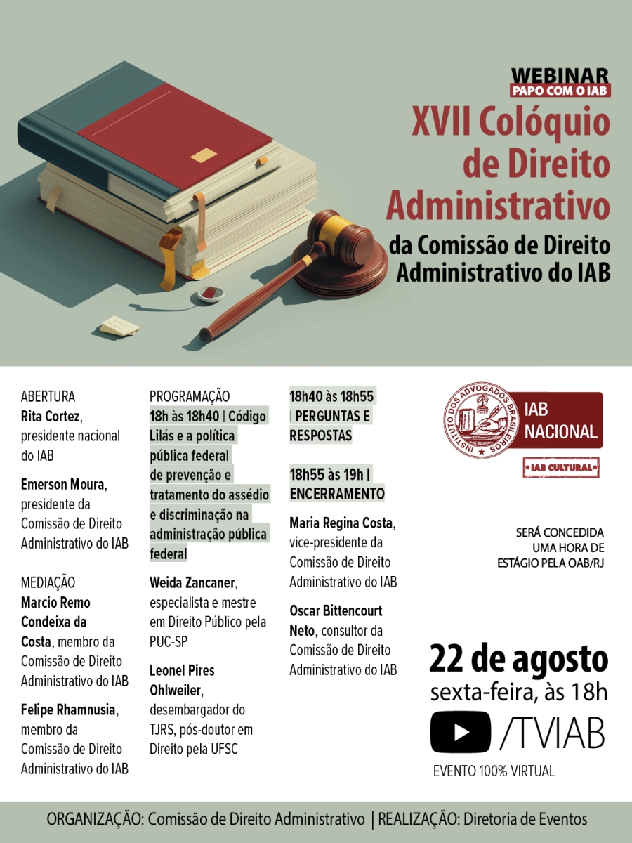 Prevenção ao assédio na administração pública será debatida no IAB nesta sexta-feira