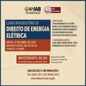 Escola Superior do IAB oferece Curso Introdutório de Direito de Energia Elétrica
