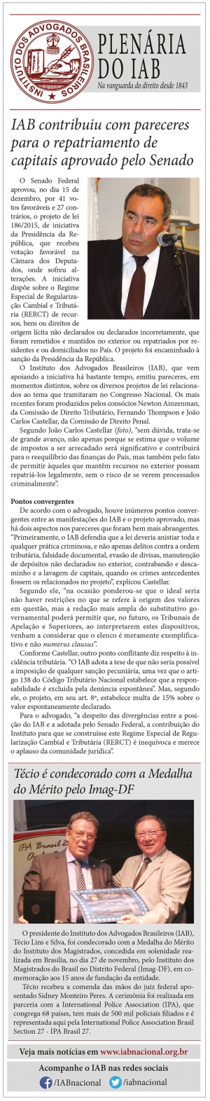 IAB contribuiu com pareceres para o repatriamento de capitais aprovado pelo Senado