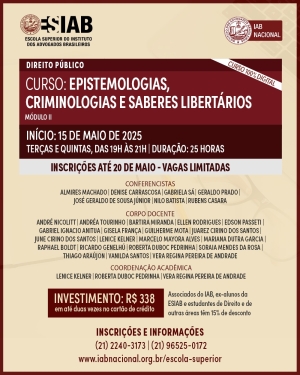 Curso sobre criminologias e saberes libertários da ESIAB está com inscrições abertas