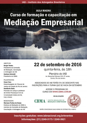 Aula Magna - Curso de Formação e Capacitação em Mediação Empresarial