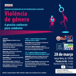 Diferentes perspectivas da violência contra a mulher serão debatidas no IAB