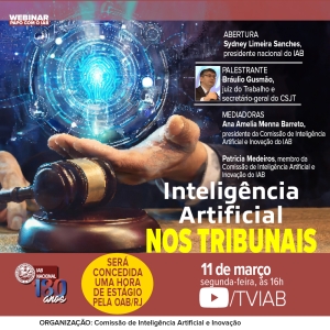 Instituto dos Advogados promoverá debate sobre o uso da inteligência artificial nos tribunais 