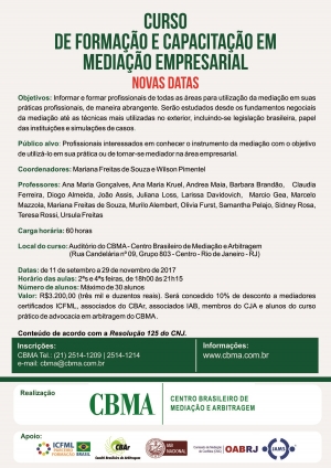 Curso de Formação e Capacitação em Mediação Empresarial