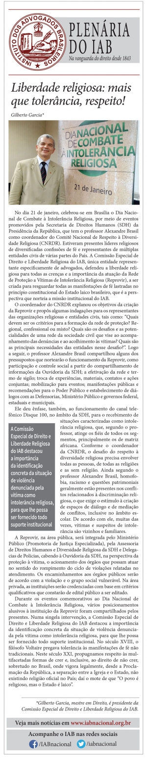 Liberdade religiosa: mais que tolerância, respeito!