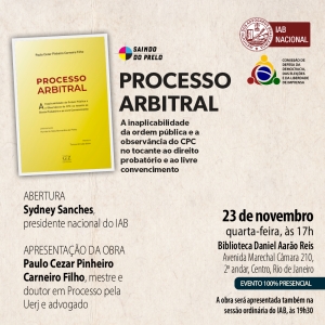 Livro ‘Processo arbitral’ será lançado na biblioteca do IAB
