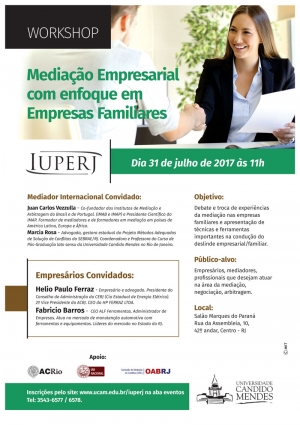 Workshop Mediação Empresarial com enforque em Empresas Familiares