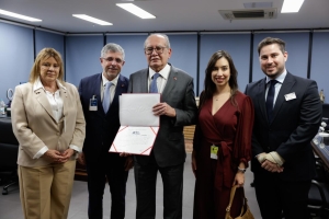 Da esq.para a dir., Ana Amelia Menna Barreto, Sydney Sanches, Gilmar Mendes, Nara Ayres de Britto e Bryan Jongh