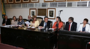 Da esq. para a dir., Emílio Sebastião Silva Filho, Sumy Shoji Yanase, Wania Maria Baeta dos Santos, Carlos Eduardo Machado, Rita Cortez, Antonio Laért Vieira Junior, Adriana Brasil Guimarães, Sidney Seixas de Santana e Nancy Teixeira Henriques 