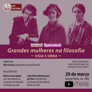 [Webinar - Papo com o IAB - Mês da Mulher] Grandes Mulheres na Filosofia - Vida e Obra