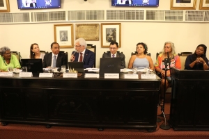 Da esq. para a dir., Edmée da Conceição Cardoso, Marcia Dinis, Siro Darlan, Carlos Eduardo Machado, Nélio Georgini, Cleide de Almeida, Indianara Siqueira e Elisabeth Barúana
