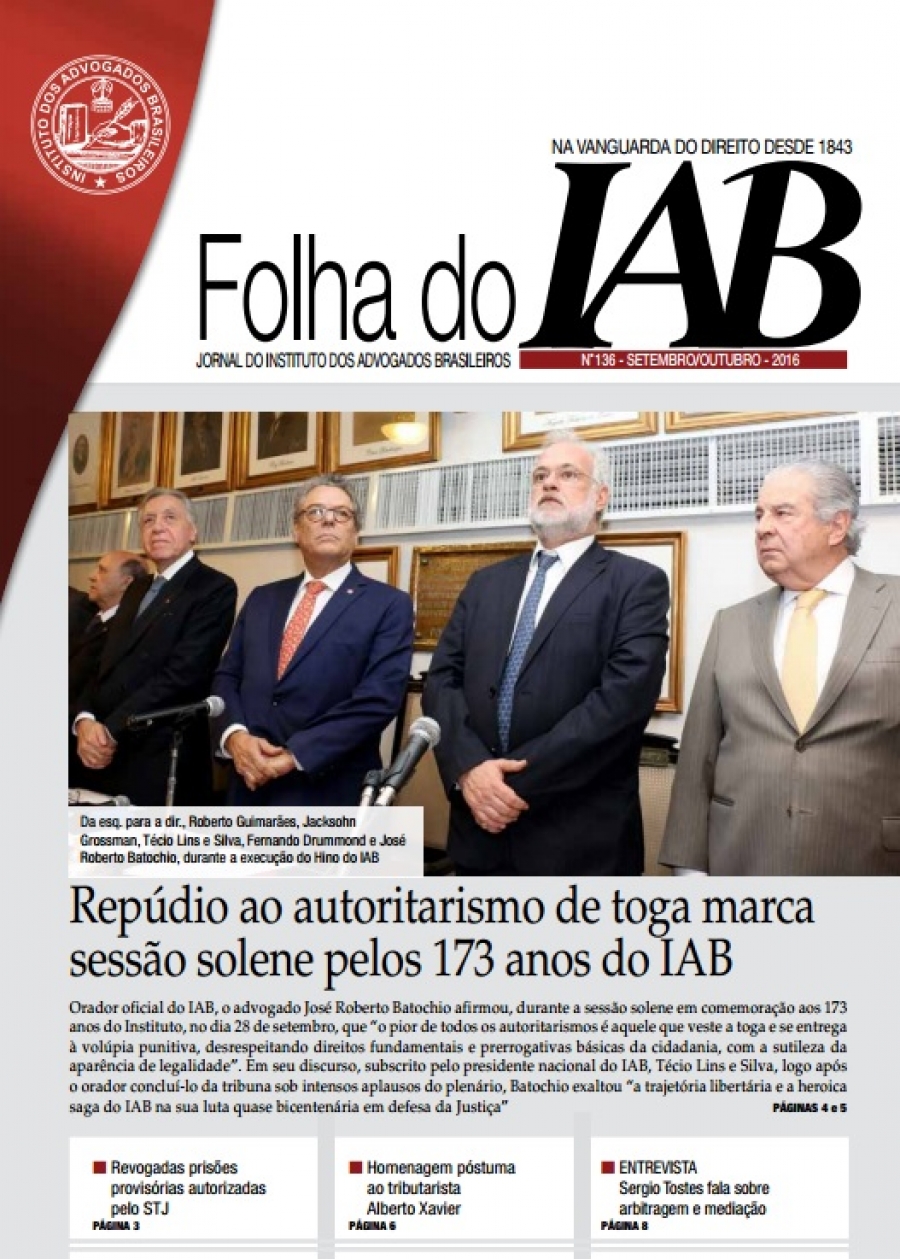 Folha do IAB - Edição 137 -Novembro/Dezembro de 2016