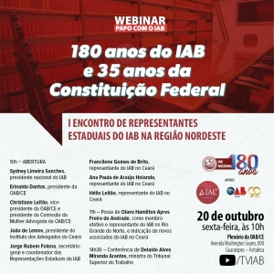 IAB promoverá encontro de representantes estaduais e palestras sobre os 180 anos da entidade em Fortaleza