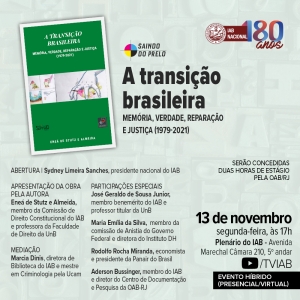 Livro que aborda processo de redemocratização no Brasil será lançado no Instituto dos Advogados